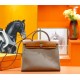 Hermes Herbag 31 bag Canvas and Leather Etoupe High