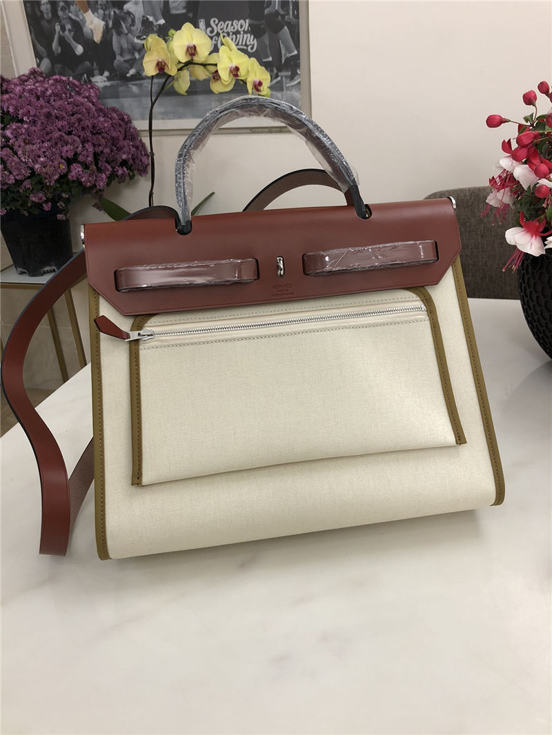 Hermes Herbag 31 bag Canvas and Leather Off-White High