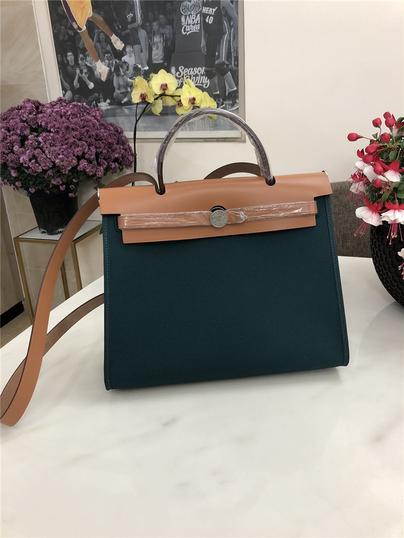 Hermes Herbag 31 bag Canvas and Leather Olive High