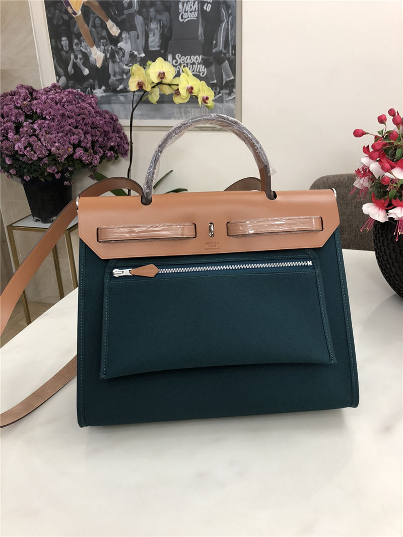 Hermes Herbag 31 bag Canvas and Leather Olive High