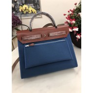 Hermes Herbag 31 bag Canvas and Leather Denim Blue High