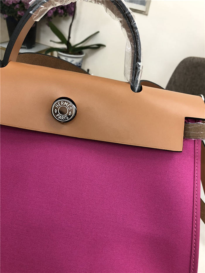 Hermes Herbag 31 bag Canvas and Leather Fuchsia High