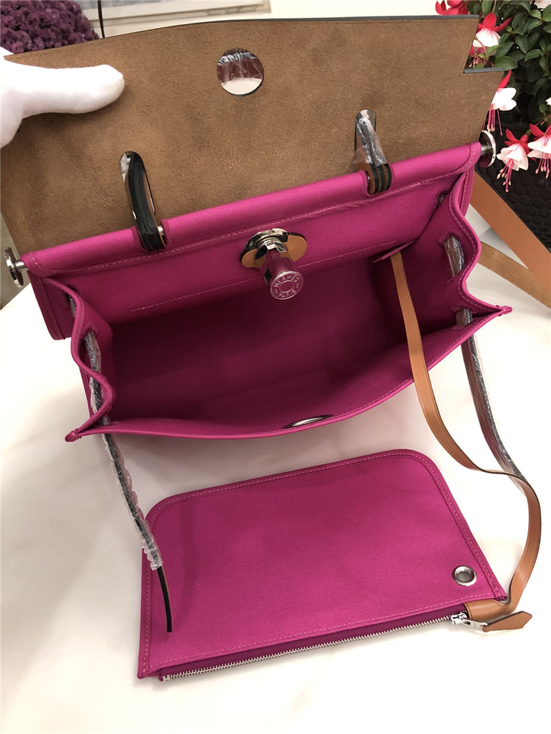 Hermes Herbag 31 bag Canvas and Leather Fuchsia High