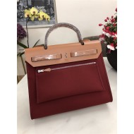 Hermes Herbag 31 bag Canvas and Leather Burgundy High