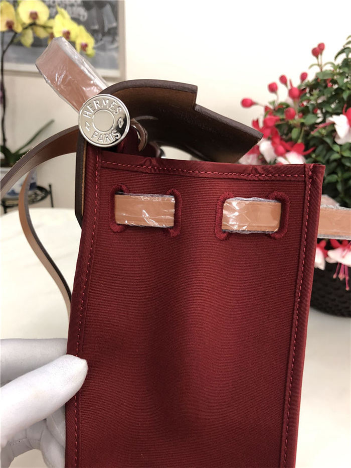 Hermes Herbag 31 bag Canvas and Leather Burgundy High