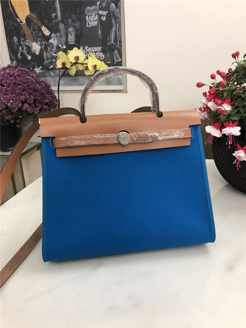 Hermes Herbag 31 bag Canvas and Leather Royal Blue High