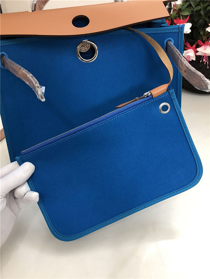 Hermes Herbag 31 bag Canvas and Leather Royal Blue High