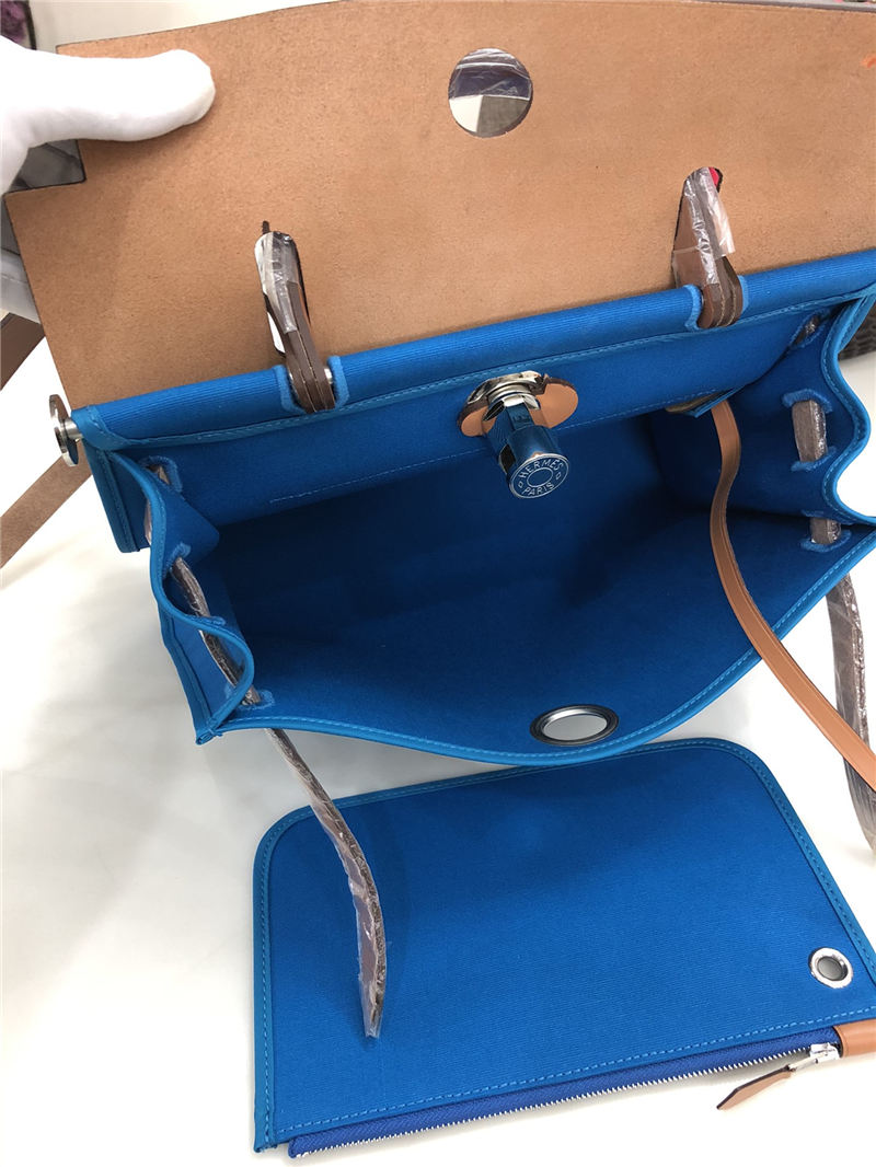 Hermes Herbag 31 bag Canvas and Leather Royal Blue High