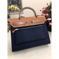 Hermes Herbag 31 bag Canvas and Leather Navy High