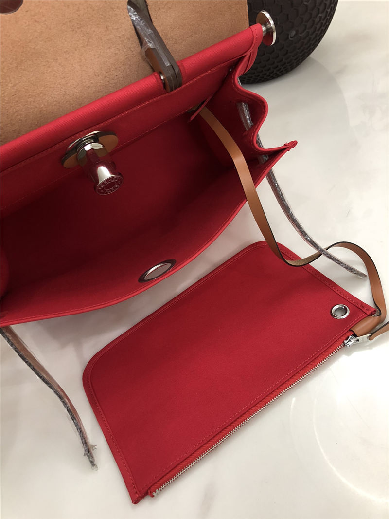 Hermes Herbag 31 bag Canvas and Leather Red High