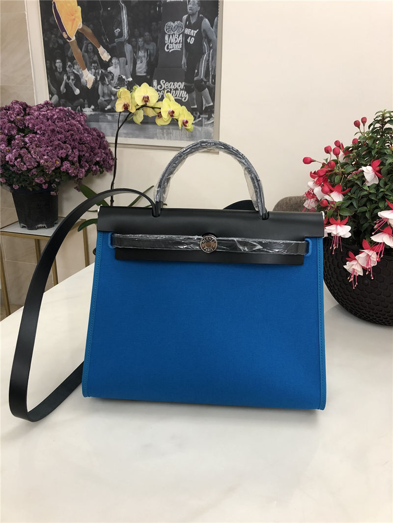 Hermes Herbag 31 bag Canvas and Leather Royal Blue High