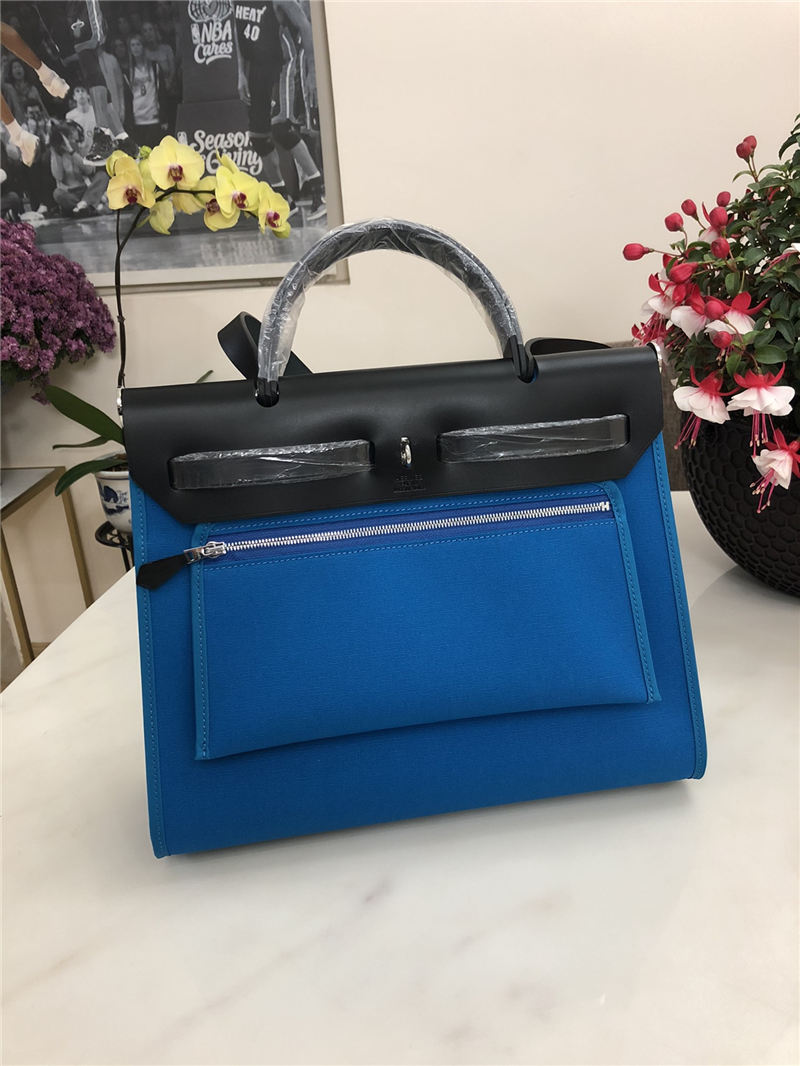 Hermes Herbag 31 bag Canvas and Leather Royal Blue High