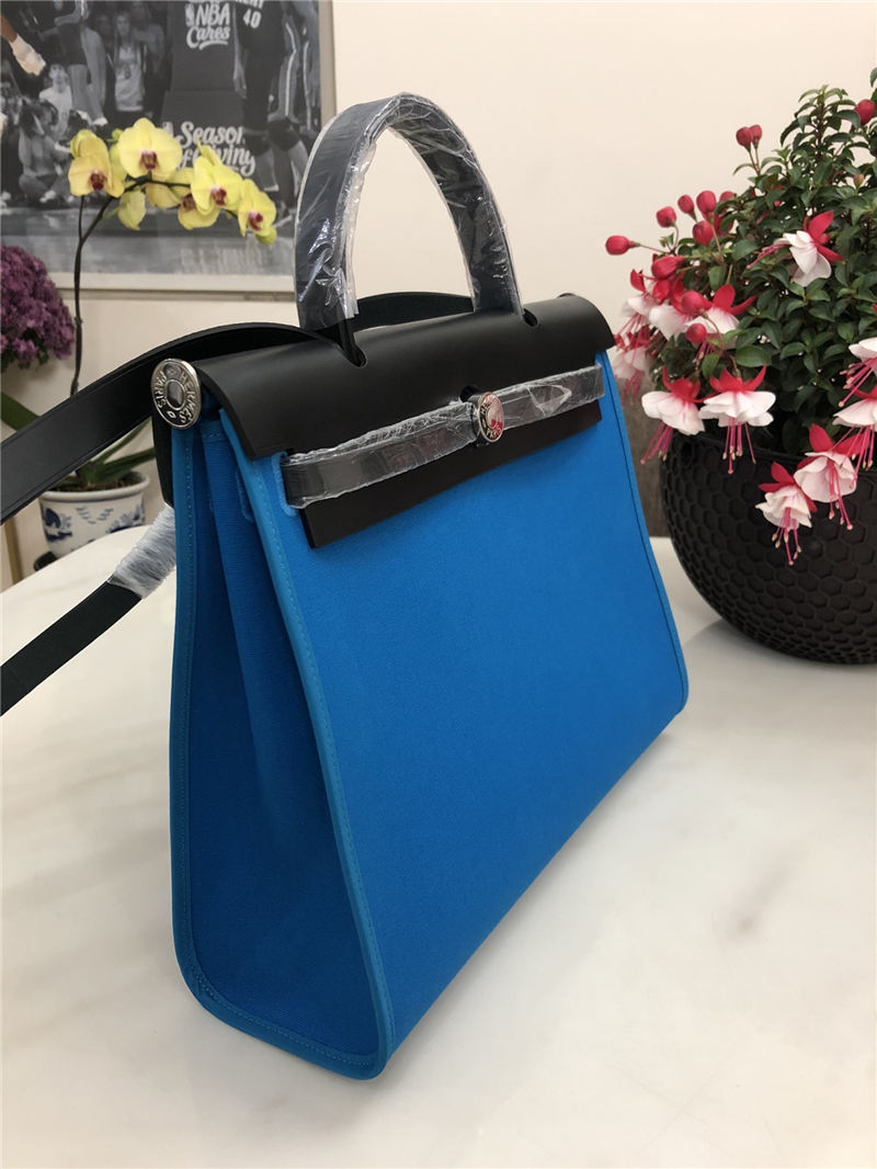 Hermes Herbag 31 bag Canvas and Leather Royal Blue High