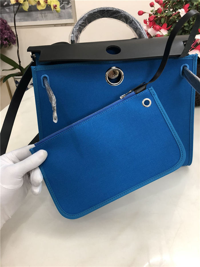 Hermes Herbag 31 bag Canvas and Leather Royal Blue High