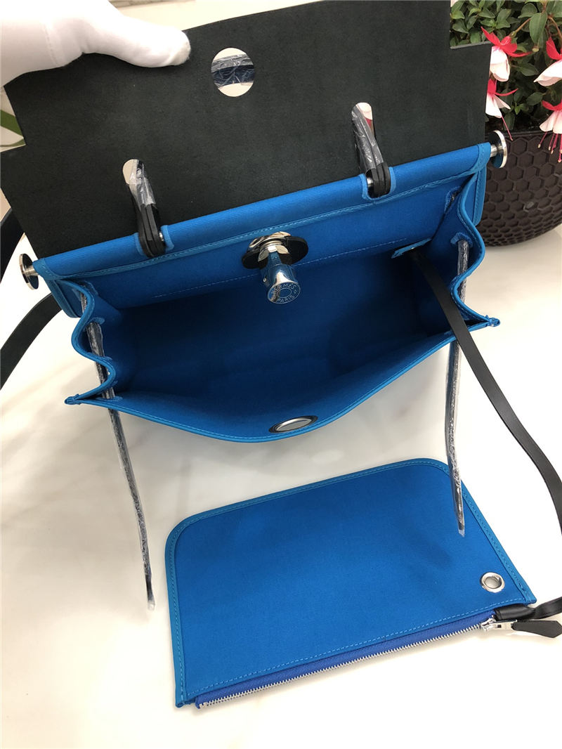 Hermes Herbag 31 bag Canvas and Leather Royal Blue High