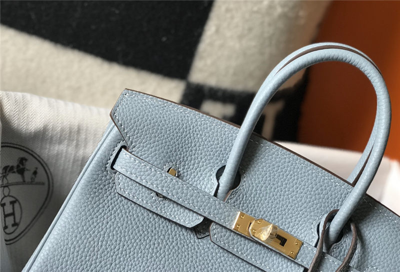 Hermes Birkin 25/30/35cm Bag Calfskin Silver/Gold Metal In Lt-Blue High