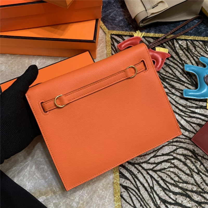 Hermes Kelly Danse 22cm Evercolor WAX Metal Orange Gold/Silver Metal High