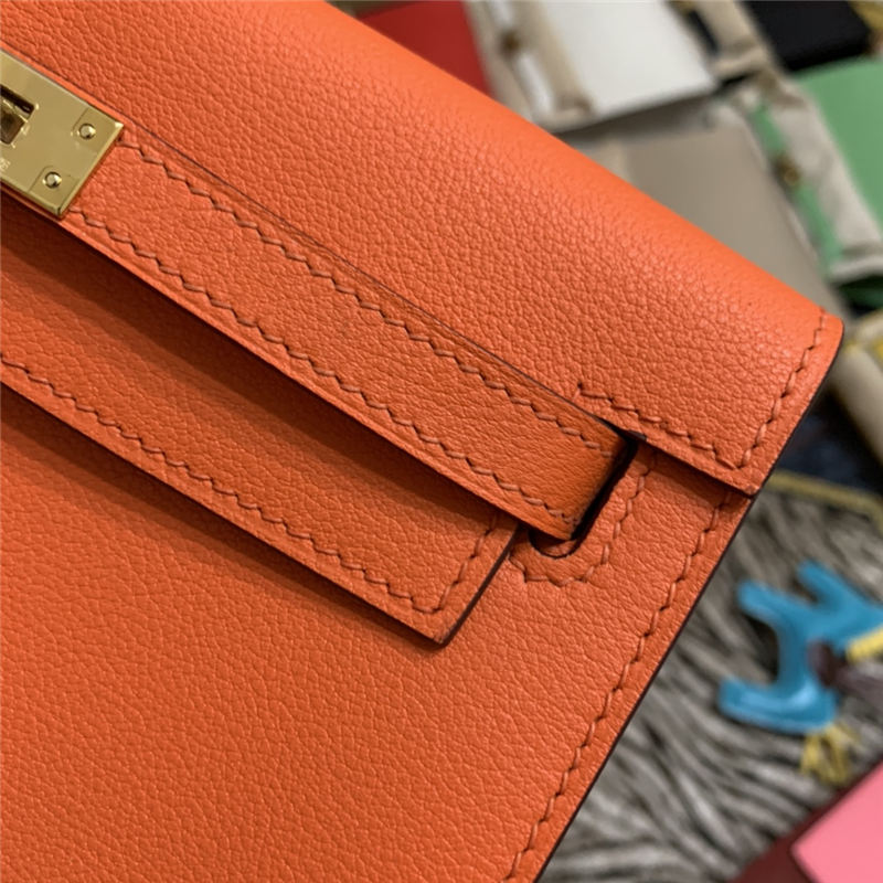 Hermes Kelly Danse 22cm Evercolor WAX Metal Orange Gold/Silver Metal High