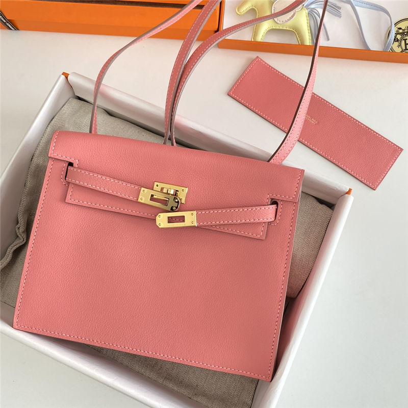 Hermes Kelly Danse 22cm Evercolor WAX Rose eLipstick Gold Metal High