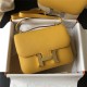 Hermes Mini Constance 18cm/24cm Epsom Bag Silver/Gold Metal Yellow High