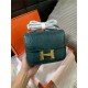 Hermes Mini Constance Crocodile Leather Bag Silver/Gold Metal High