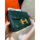 Hermes Mini Constance Crocodile Leather Bag Silver/Gold Metal High