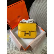 Hermes Mini Constance Crocodile Leather Bag Silver/Gold Metal High