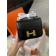 Hermes Mini Constance Crocodile Leather Bag Silver/Gold Metal High