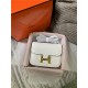 Hermes Mini Constance Crocodile Leather Bag Silver/Gold Metal High