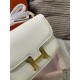 Hermes Mini Constance Crocodile Leather Bag Silver/Gold Metal High