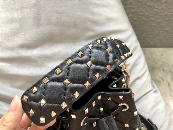 Valentino Mini Spike Bucket Bag Black High