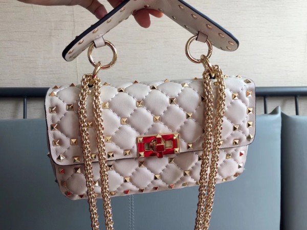 Valentino Spike Small Bag Lambskin White High