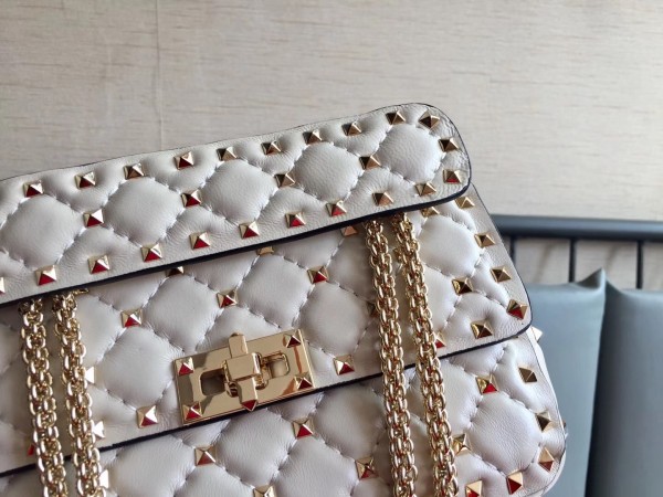 Valentino Spike Small Bag Lambskin White High