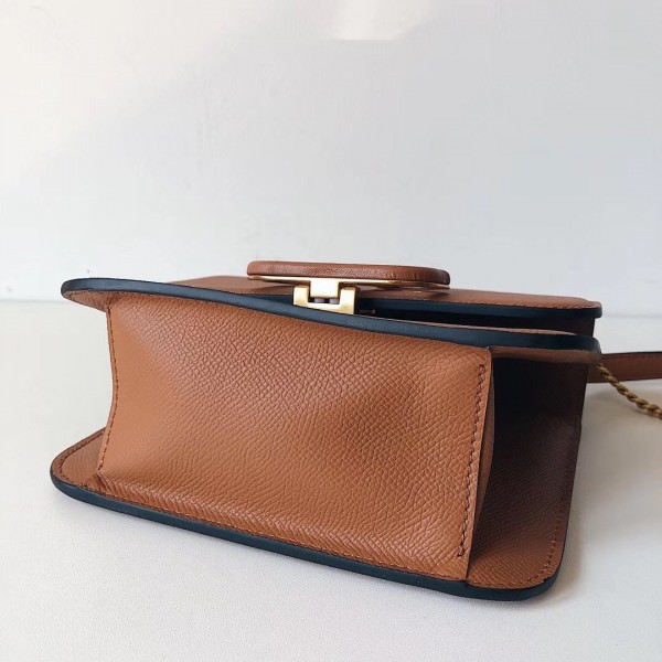 Valentino Small Vsling Shoulder Bag In Brown Grainy Leather High