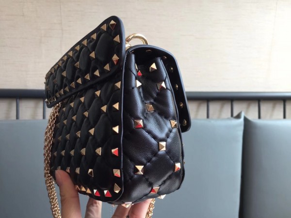 Valentino Spike Small Bag Lambskin Black High