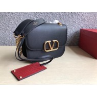 Valentino Small Vlock Shoulder Bag In Black Calfskin High