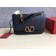 Valentino Medium Vlock Shoulder Bag In Black Calfskin High