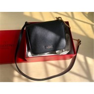 Valentino Small Vsling Shoulder Bag In Black Grainy Leather High