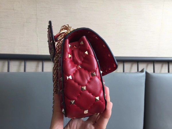 Valentino Spike Small Bag Lambskin Red High