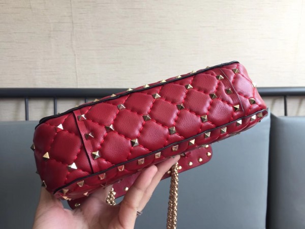 Valentino Spike Small Bag Lambskin Red High