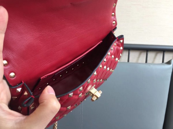 Valentino Spike Small Bag Lambskin Red High