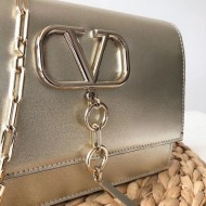 Valentino Vcase Small Chain Bag In Gold Metallic Lambskin High