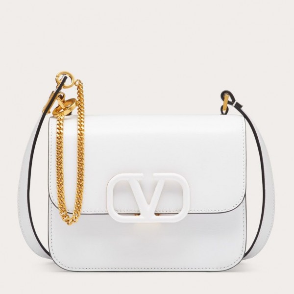 Valentino Small Vsling Shoulder Bag In White Calfskin High