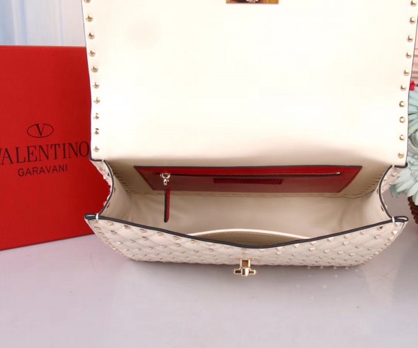 Valentino Large Free Spike Chain Bag White High