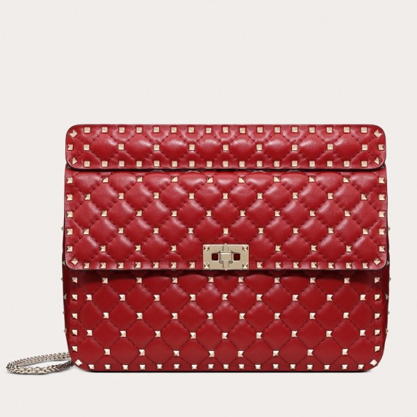 Valentino Large Free Spike Chain Bag Red High