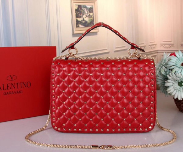 Valentino Large Free Spike Chain Bag Red High