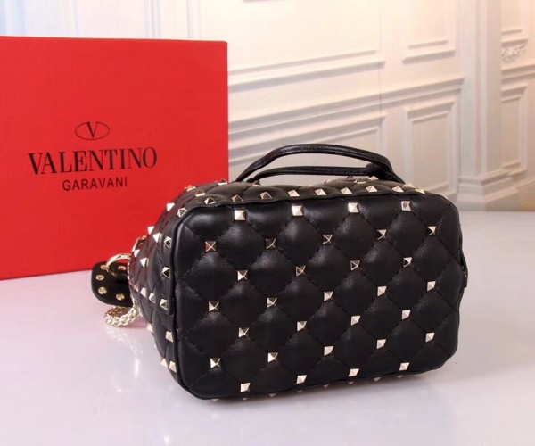 Valentino Small Spike Bucket Bag Noir High