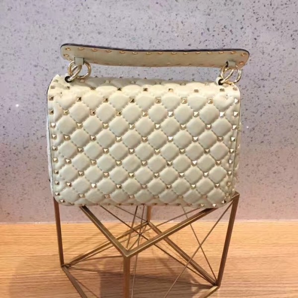 Valentino Spike Medium Bag Lambskin White High