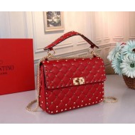 Valentino Spike Medium Bag Lambskin Red High