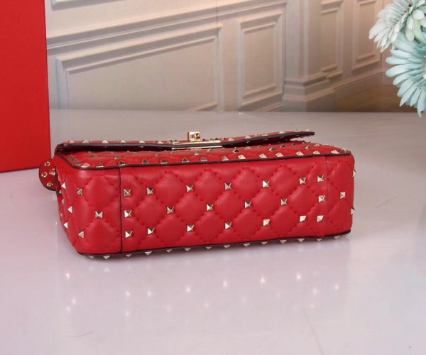 Valentino Spike Medium Bag Lambskin Red High